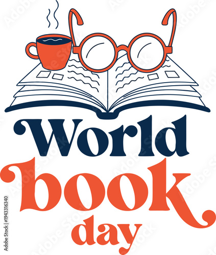 World Book Day vector illustration, open book with flying dove, literary celebration symbol.
