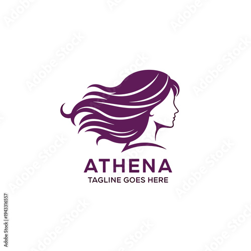 Elegant vector illustration of a woman's graceful profile with long flowing hair, symbolizing beauty