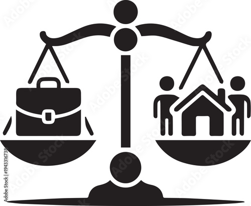 A man and woman examine a real estate market concept featuring a house and money balanced on antique scales of justice to symbolise a fair business finance comparison