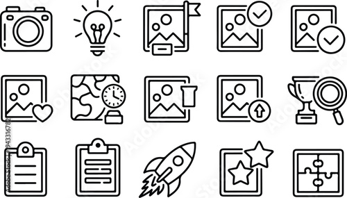 Photo Outline Collection Silhouette Icon Set Image Photo Outline Typography Silhouette Icon Pack