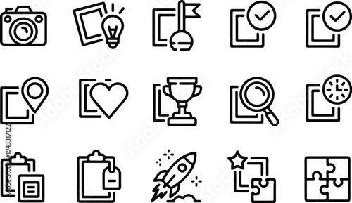 Photo Outline Collection Silhouette Icon Set Image Photo Outline Typography Silhouette Icon Pack