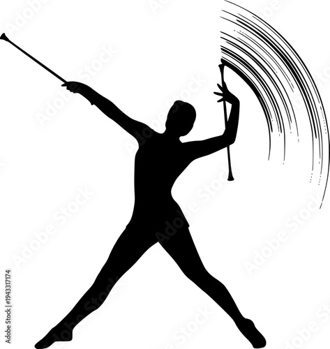 Baton Twirling Silhouette, Twirling, Sport Baton Silhouette
