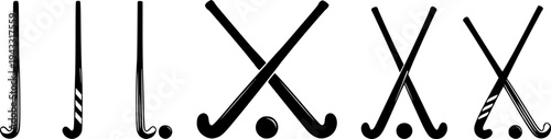 Field hockey stick silhouettes, Field hockey sticks and ball silhouettes, Crossed field hockey sticks vector, Field hockey silhouettes, Field hockey vector illustration 