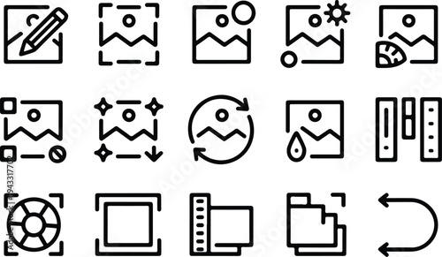 Photo Outline Collection Silhouette Icon Set Image Photo Outline Typography Silhouette Icon Pack