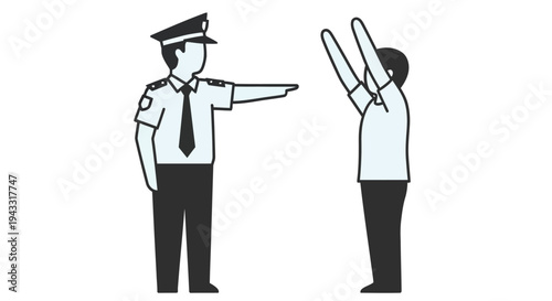 Illustration depicting a police officer directing a person with hand signals