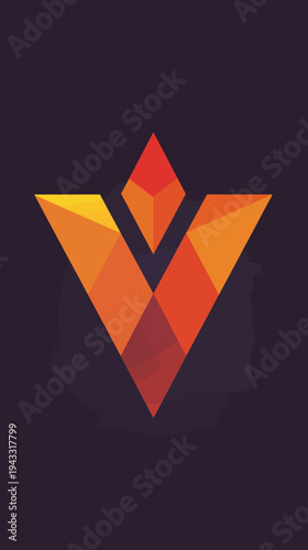 Abstract geometric design with gradient orange color and dark background