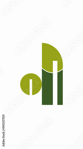 Abstract geometric design with green and white elements on white background