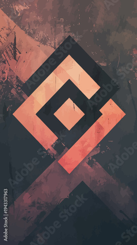 Abstract geometric design with grungy texture and color gradient