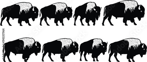 Wildlife Animal Icons Collection, Penguin, Shark, Zebra, Wolf, Polar Bear, Rabbit, Dolphin, cad drawing flat vector illustration, Nature Fauna Silhouette Set.