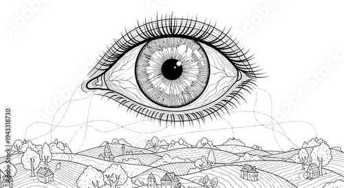 Detailed illustration of a human eye.