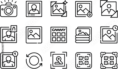 Photo Outline Collection Silhouette Icon Set Image Photo Outline Typography Silhouette Icon Pack