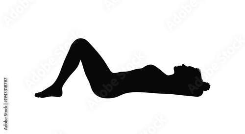 Reclining woman in a relaxed pose a striking black silhouette