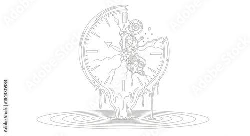 Melting clock with woman figure inside.