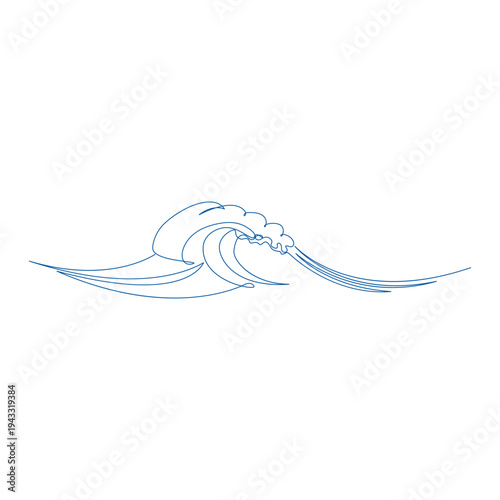 
Sea wave one line. Vector drawing on a white background.	

