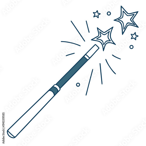 Magic wand with stars and sparkles vector illustration for fantasy and enchantment concepts isolated on white background for creative design projects