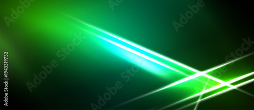 Abstract green background features bright lines, creating dynamic visual effect. Dark areas contrast vivid illumination.