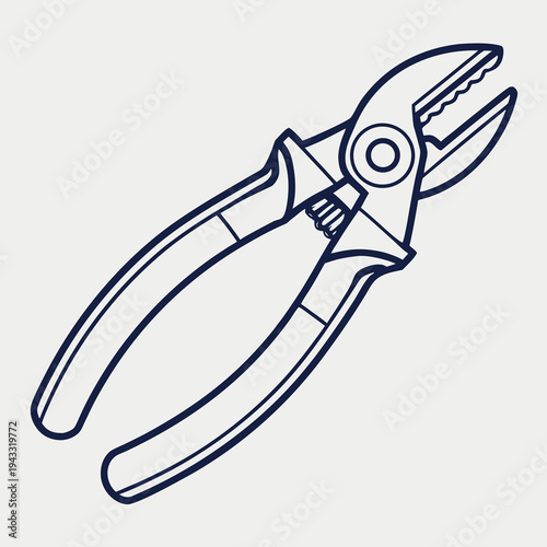 Adjustable water pump pliers with grooved joint and long handles for professional plumbing and mechanical repair work isolated on neutral background