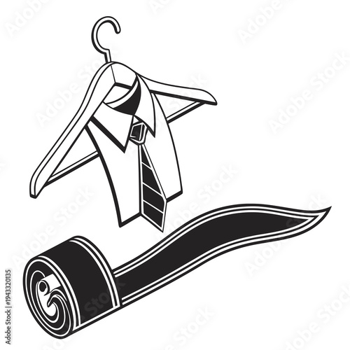 Elegant Suit with Mourning Ribbon Line Art