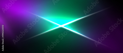 Vibrant abstract background. Purple, teal hues blend, creating bright starburst effect. Dark borders frame colorful center.