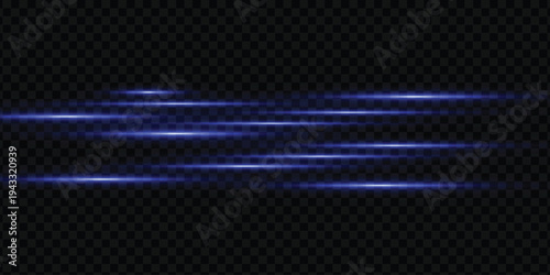 Speed lines light effect, glowing magic rays, abstract neon lines. Police or car lights in motion concept. Vector illustration.	
