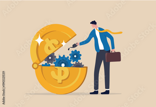 Euro monetary policy, central bank or government to manage EU or European financial or economic, inflation and interest rate policy concept, businessman put oil lubricate into open Euro money coin