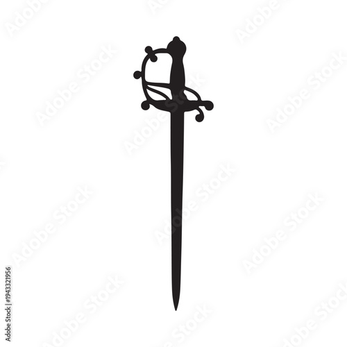 old sword silhouette on white back ground