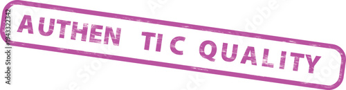 Authentic quality stamp with purple text