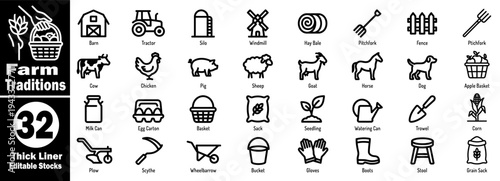 Farm traditions icons. Collection of agriculture and rural life vector illustrator.