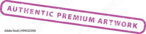 Authentic premium artwork stamp with purple text