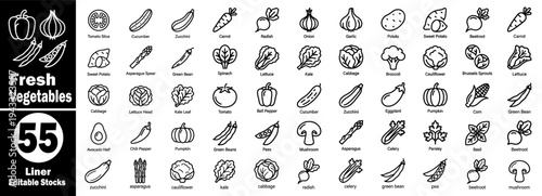 Fresh Vegetables icons set. Fresh vegetables for healthy food and nutrition on a transparent vector illustrator.