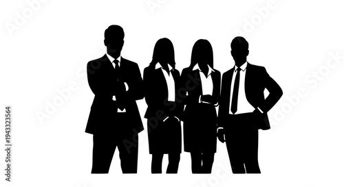 Businesspeople standing together in formal attire confidently featuring professionals, team, group with corporate and