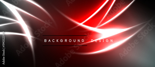 Abstract red background features bright white lines, curves. Dynamic design evokes energy, motion, modern aesthetic.