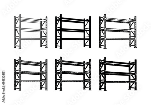 Pallet Rack Variations. Heavy duty pallet rack shelving system with upright frames and beam supports for high capacity storage |