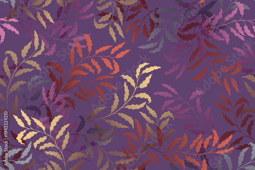 Ash branches tree leaves premium vector seamless pattern. Wallpaper or wrappi...