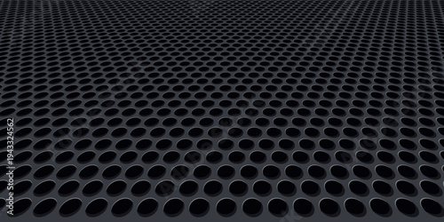 Grill mesh pattern with metal texture for speaker and micro hole background or seamless net by black grid and circle grate steel screen.