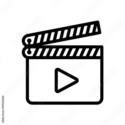 Movie clapperboard line vector icon