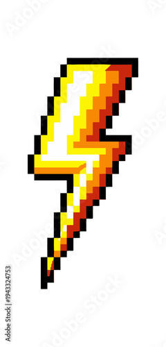 Pixelated lightning bolt illustration on black background