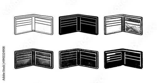 Bi fold wallet with visible card slots and currency pocket designed for everyday personal use | Create ONE image containing