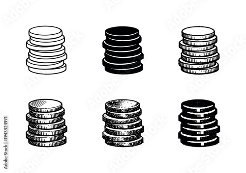 Pile of stacked coins with layered circular edges symbolizing financial growth and investment returns | Create ONE image