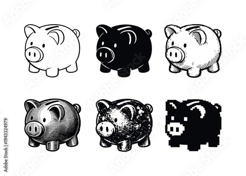 Ceramic piggy bank with coin slot on top used for saving spare change and teaching children about money | Create ONE image