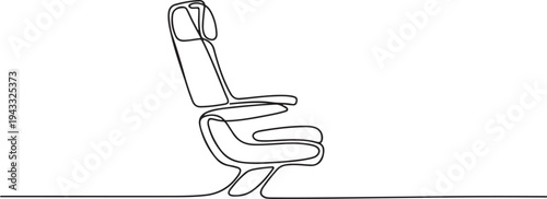 Single one line drawing Airplane seat. Air transportation Concept. Continuous line draw design graphic vector illustration. one line Icon drawing