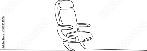 Single one line drawing Airplane seat. Air transportation Concept. Continuous line draw design graphic vector illustration. one line Icon drawing