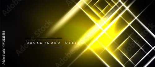 Dark background features bright yellow lines, geometric shapes, glowing effect. Text reads background design. Modern, abstract visual.