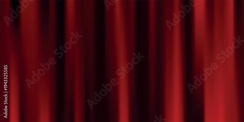 Red velvet curtain background. Closed curtains wallpaper for theater stage or cinema, circus. Red fabric drapery backdrop for award, show, performance. Velvet textile room scene banner concept. Vector
