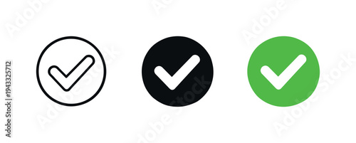 Successful signup completion outcome represented by matching checkmark badges arranged horizontally with equal distance between