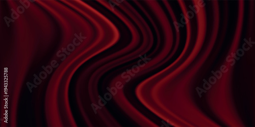 Red velvet curtain background. Closed curtains wallpaper for theater stage or cinema, circus. Red fabric drapery backdrop for award, show, performance. Velvet textile room scene banner concept. Vector
