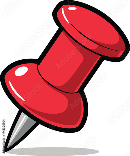 Adobe IlluRed push pin sticker icon, office stationery and reminder note thumbtack vector illustration on white background.strator Artwork