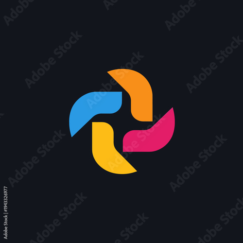 Abstract geometric design with colorful shapes on dark background