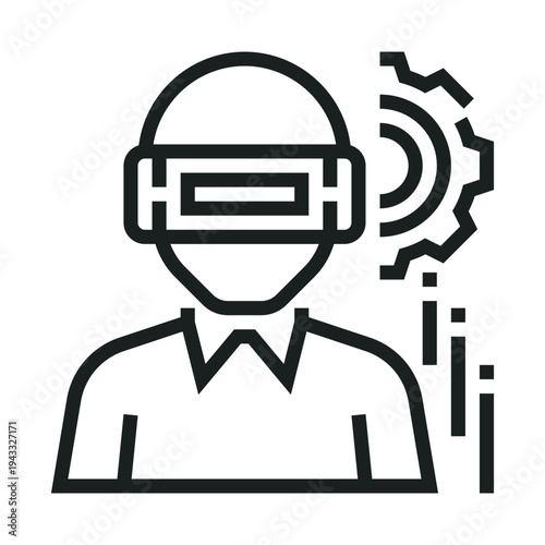 Virtual reality icon with gear for industrial automation and augmented reality technology for engineering and our future