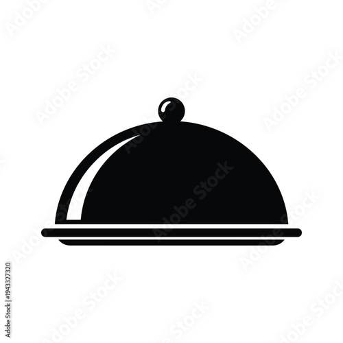 Food serving cloche icon black silhouette isolated on white background